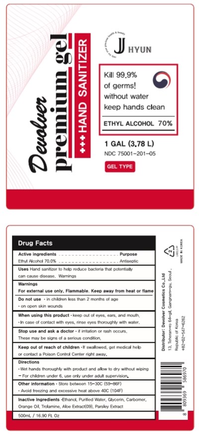 3785ml Ndc: 75001-201-05 Label (05 Devolver Premium Gel 3785ml Label)